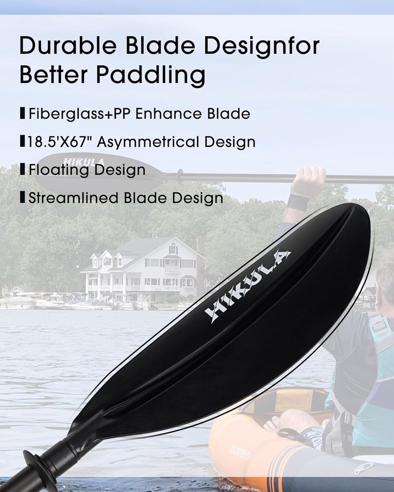 HIKULA Kayak Paddles Aluminum Shaft Paddle with Nylon Blades, Floating Adjustable Kayaking Oars, 3 Piece, 220-240cm/86-94 Inches,Black/Rose/Teal - Image 4